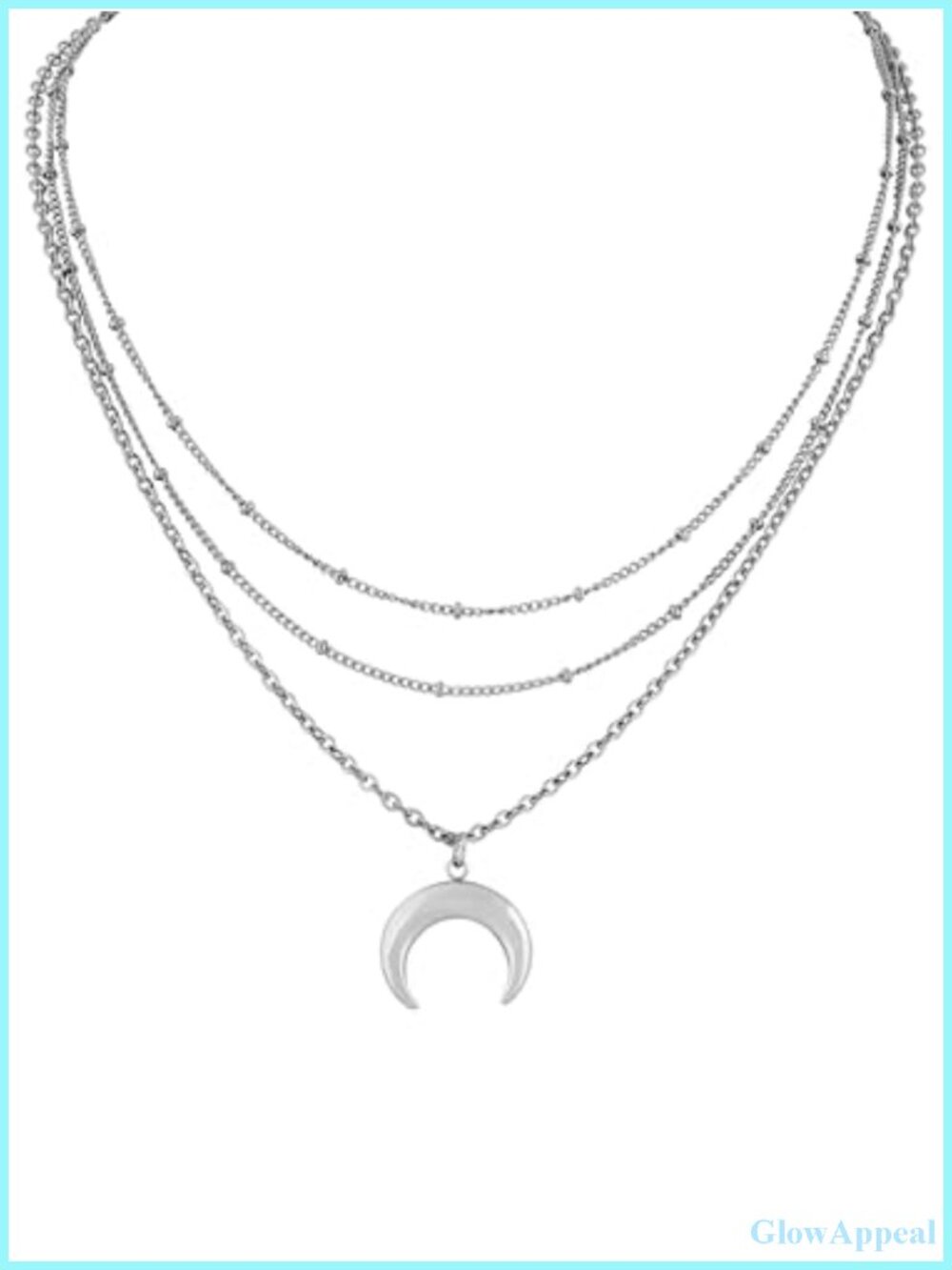 Layered Crescent Moon Choker Necklace Stainless Steel Gothic Boho